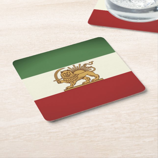 Lion and Sun Rustic Flag Paper Coaster (Angled)