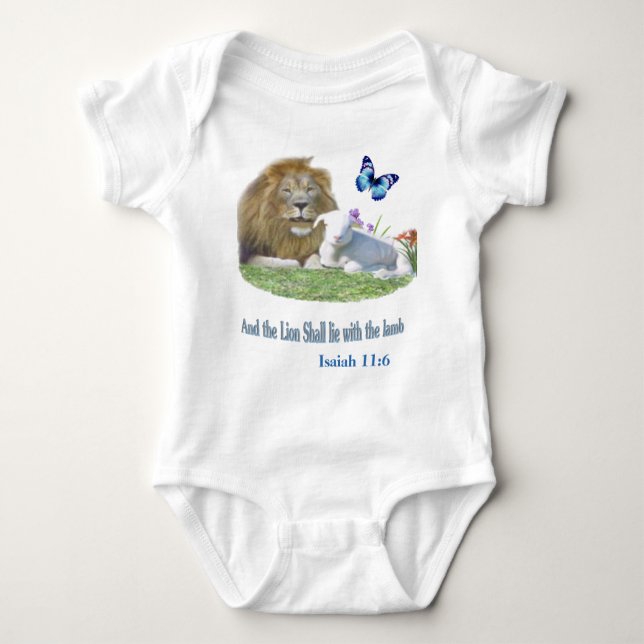 Lion and the lamb Bible verse Baby Bodysuit (Front)