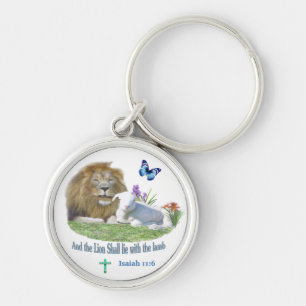 Lion and the lamb Bible verse Key Ring