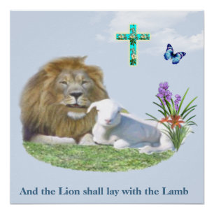 Lion and the lamb Bible verse Poster