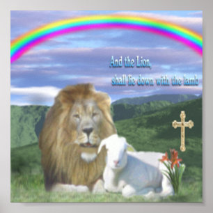 Lion and the Lamb christian poster