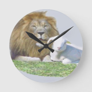 Lion and the Lamb Round Clock