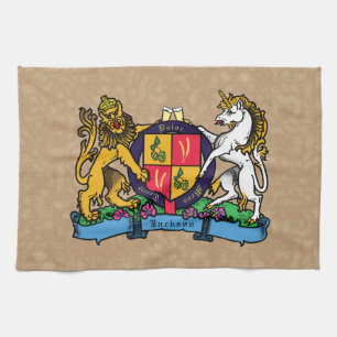 Lion and Unicorn Rampant Beer Coat of Arms Tea Towel