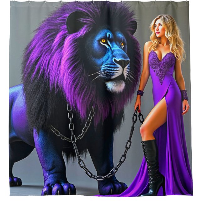 Lion and Woman Shower Curtain (Front)