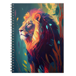 Lion Animal Portrait Painting Wildlife Outdoors Notebook