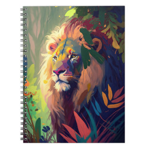 Lion Animal Portrait Painting Wildlife Outdoors  Notebook