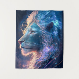 Lion Animal Portrait Painting Wildlife Outdoors Tapestry