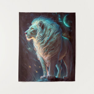 Lion Animal Portrait Painting Wildlife Outdoors Tapestry