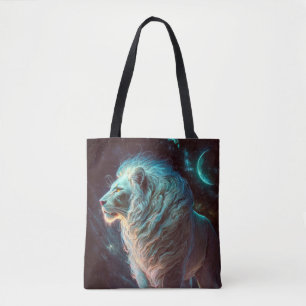Lion Animal Portrait Painting Wildlife Outdoors Tote Bag
