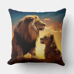 Lion Animal Wildlife Wilderness Colourful Wall Art Cushion
