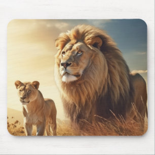 Lion Animal Wildlife Wilderness Colourful Wall Art Mouse Pad