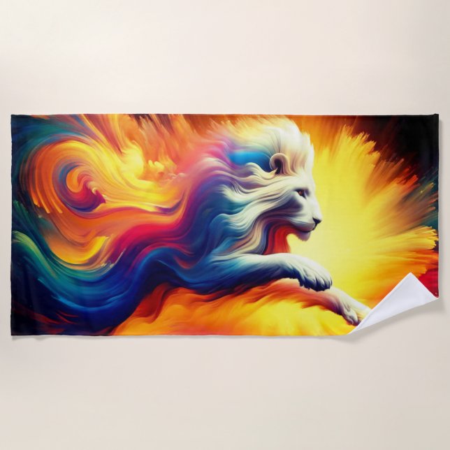 Lion Art Beach Towel (Front)