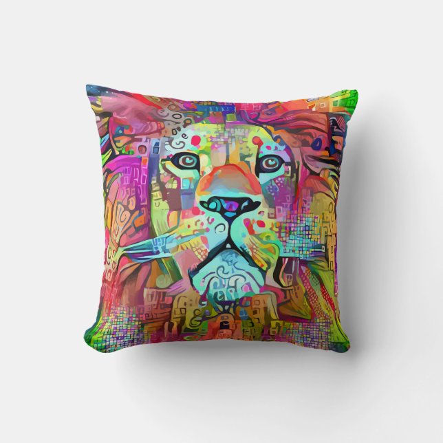 LION ART COLORFUL ABSTRACT PILLOW (Front)