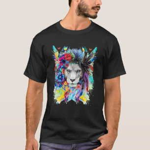 Lion Art Drawing And Butterfly For Men Dad Boys Fa T-Shirt