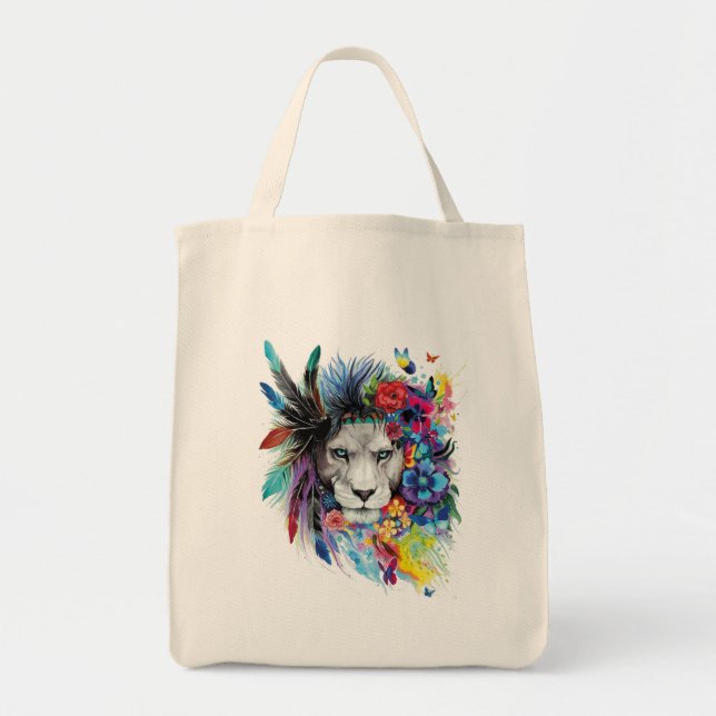 Lion Art Drawing Tote Bag  (Front)
