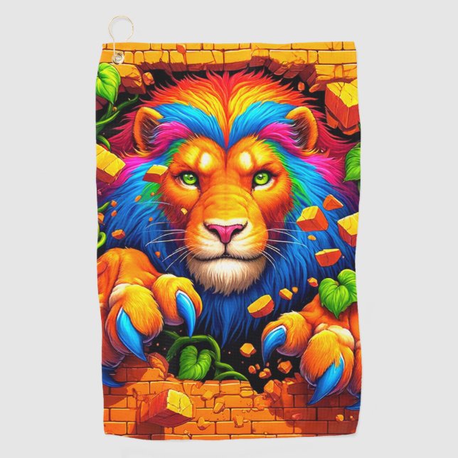 Lion Art Golf Towel (Front)