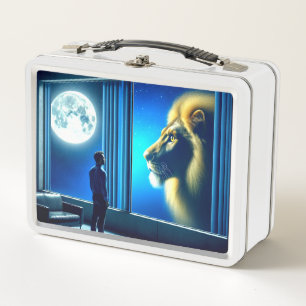 Lion Art Metal Lunch Box