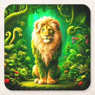 Lion Art Square Paper Coaster