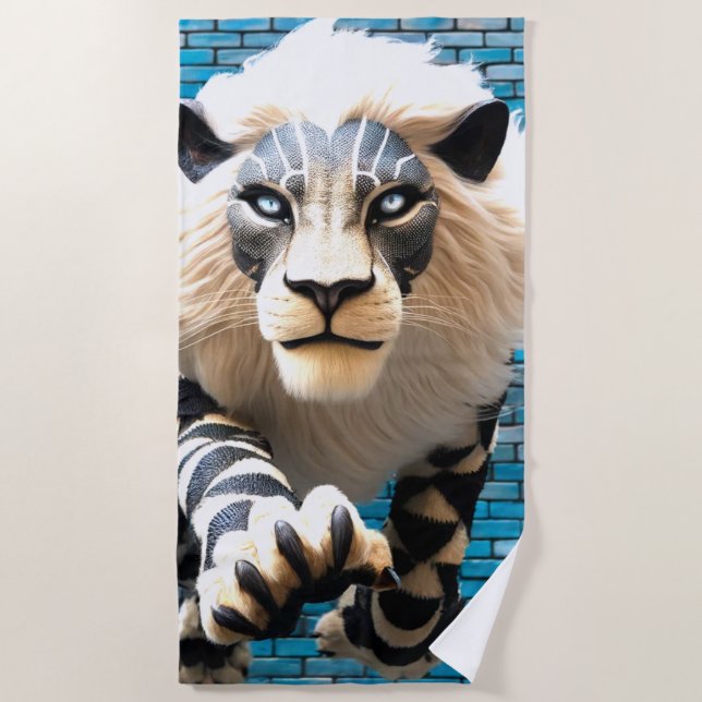 Lion Artwork Beach Towel (Front)