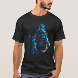 Lion Artwork Blue Eyes Art Zoo Animal Lion T-Shirt