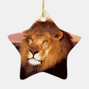 Lion Artwork Ceramic Tree Decoration