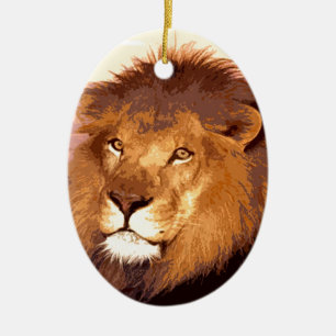 Lion Artwork Ceramic Tree Decoration