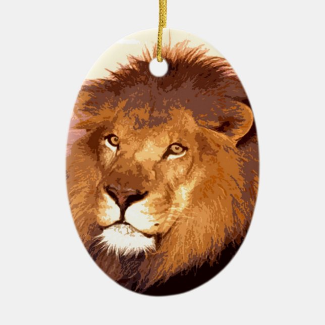 Lion Artwork Ceramic Tree Decoration (Front)