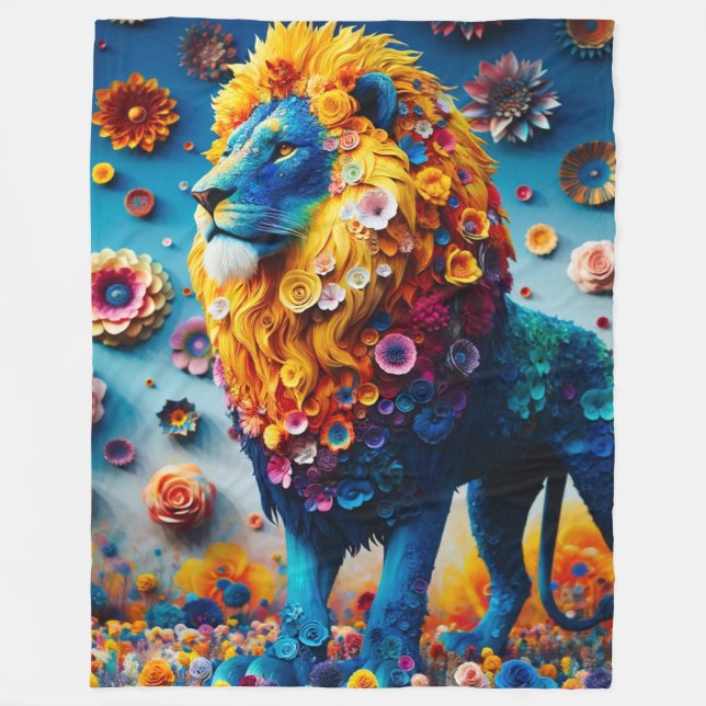Lion Artwork Fleece Blanket (Front)