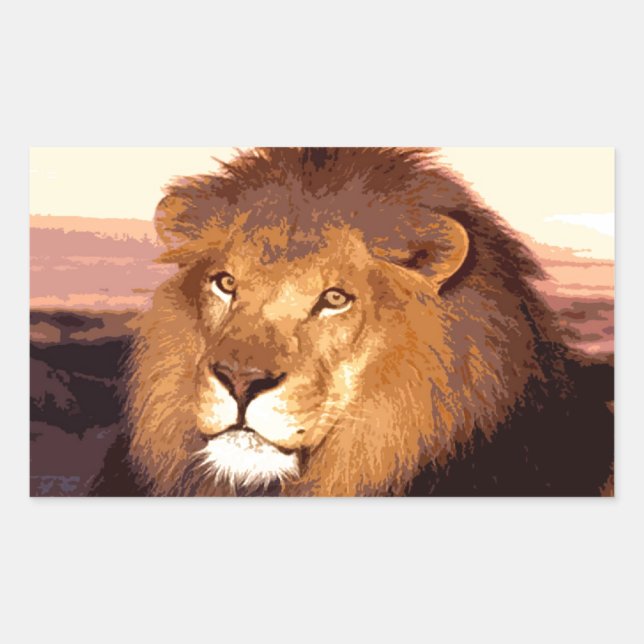 Lion Artwork Rectangular Sticker (Front)
