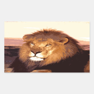 Lion Artwork Rectangular Sticker