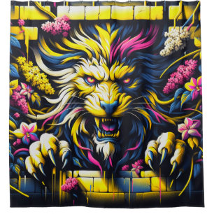 Lion Artwork Shower Curtain