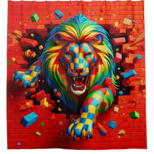 Lion Artwork Shower Curtain