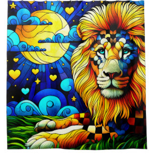 Lion Artwork Shower Curtain