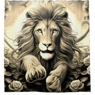 Lion Artwork Shower Curtain