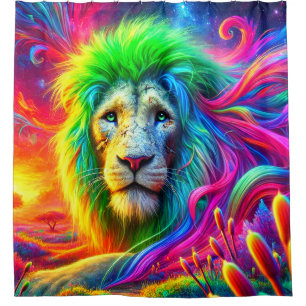 Lion Artwork Shower Curtain
