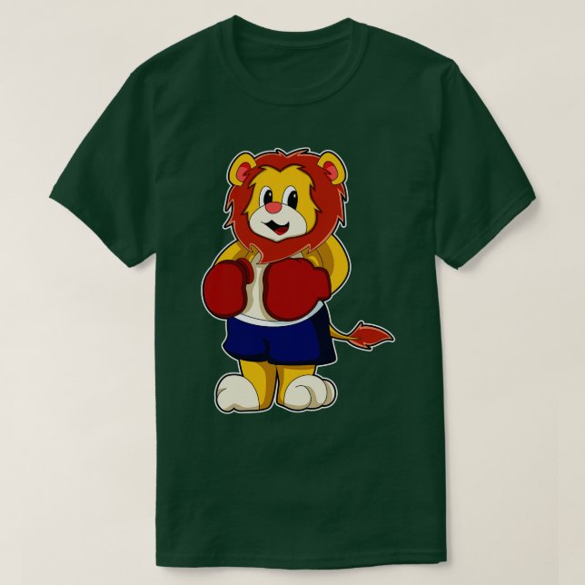 Lion as Boxer with Boxing gloves T-Shirt (Design Front)