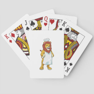Lion as Cook with Chef hat & Cooking apron Playing Cards