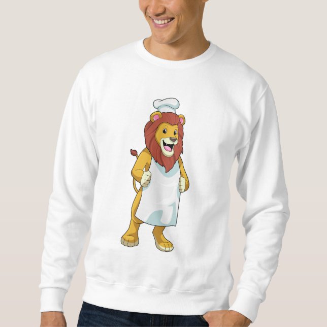 Lion as Cook with Chef hat & Cooking apron Sweatshirt (Front)