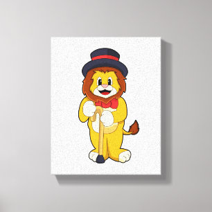 Lion as Gentleman with Hat Canvas Print
