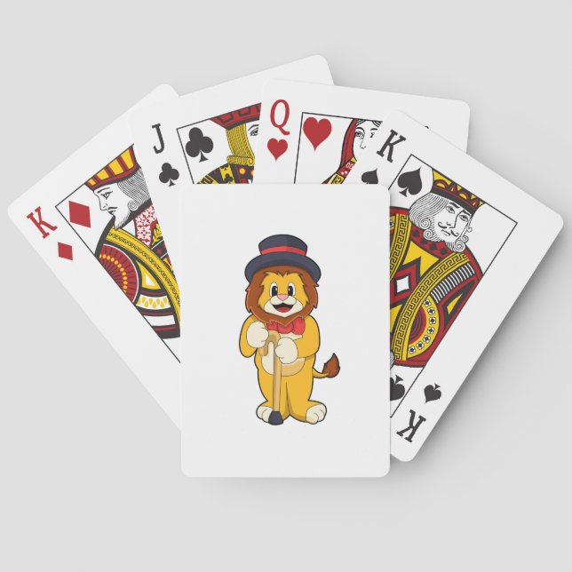 Lion as Gentleman with Hat Playing Cards (Back)