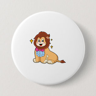 Lion as Gentleman with Tie.PNG 7.5 Cm Round Badge