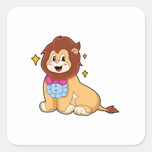 Lion as Gentleman with Tie.PNG Square Sticker