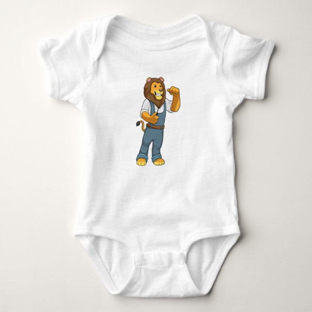 Lion as Handyman Screwdriver Baby Bodysuit (Front)