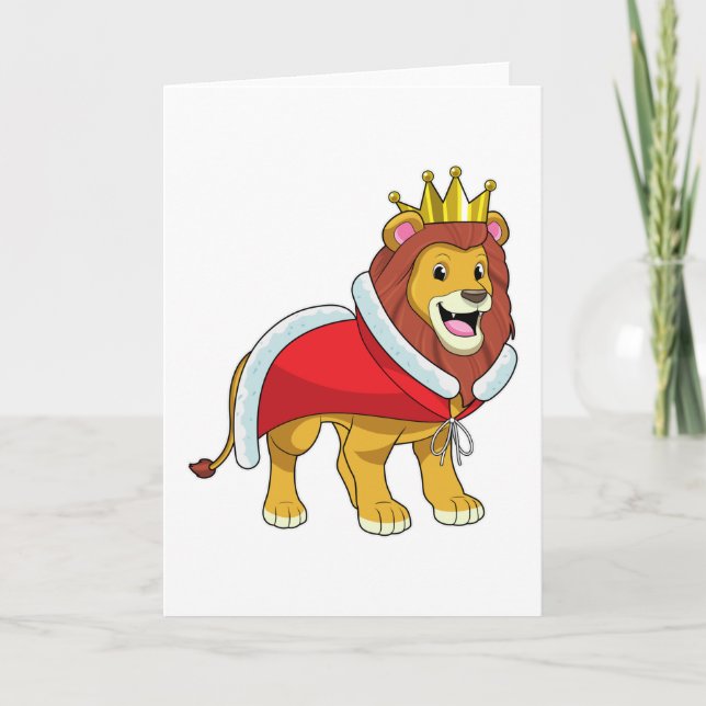 Lion as King with Crown & Cape Card (Front)