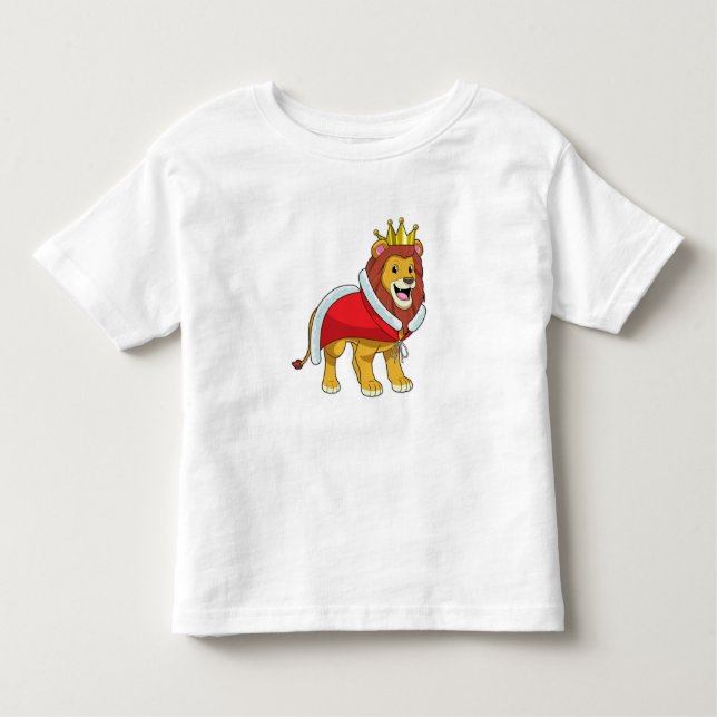 Lion as King with Crown & Cape Toddler T-Shirt (Front)