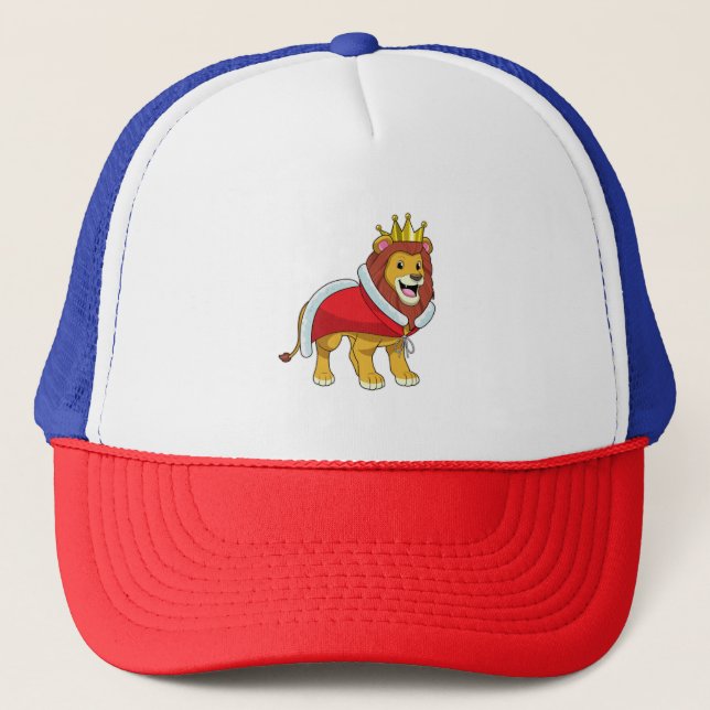 Lion as King with Crown & Cape Trucker Hat (Front)