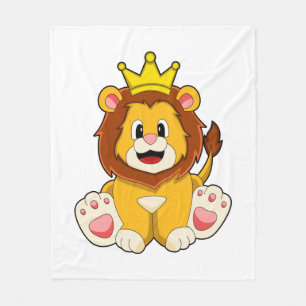 Lion as King with Crown Fleece Blanket