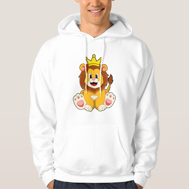 Lion as King with Crown Hoodie (Front)