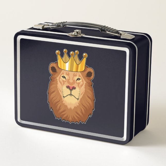 Lion as King with Crown Metal Lunch Box (Front)