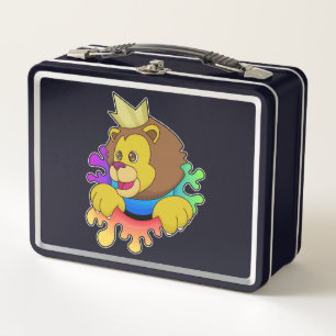 Lion as King with Crown Metal Lunch Box